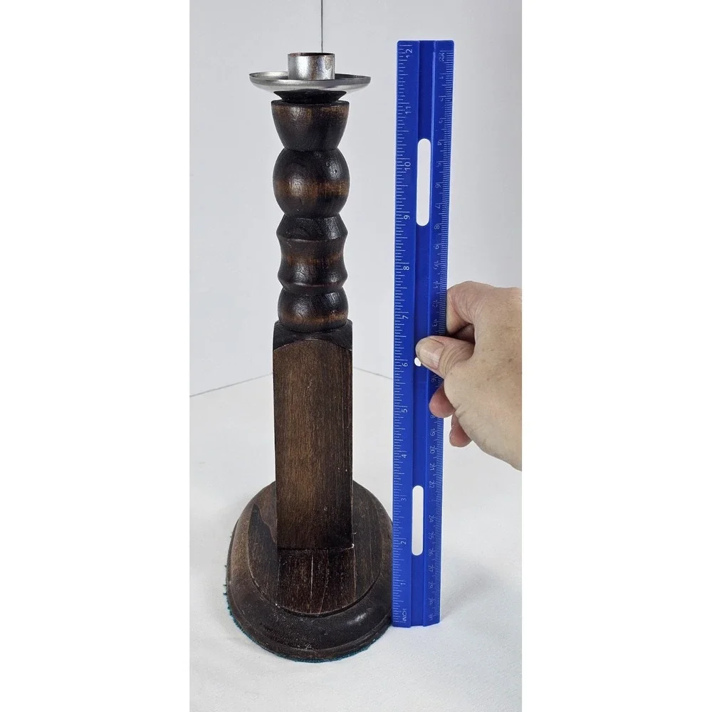 Vintage‎ Primitive Wooden Candlestick Holder Rustic Farmhouse Taper Candle 12
